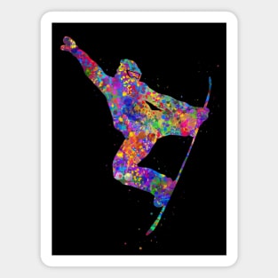 Snowboarder watercolor art Magnet